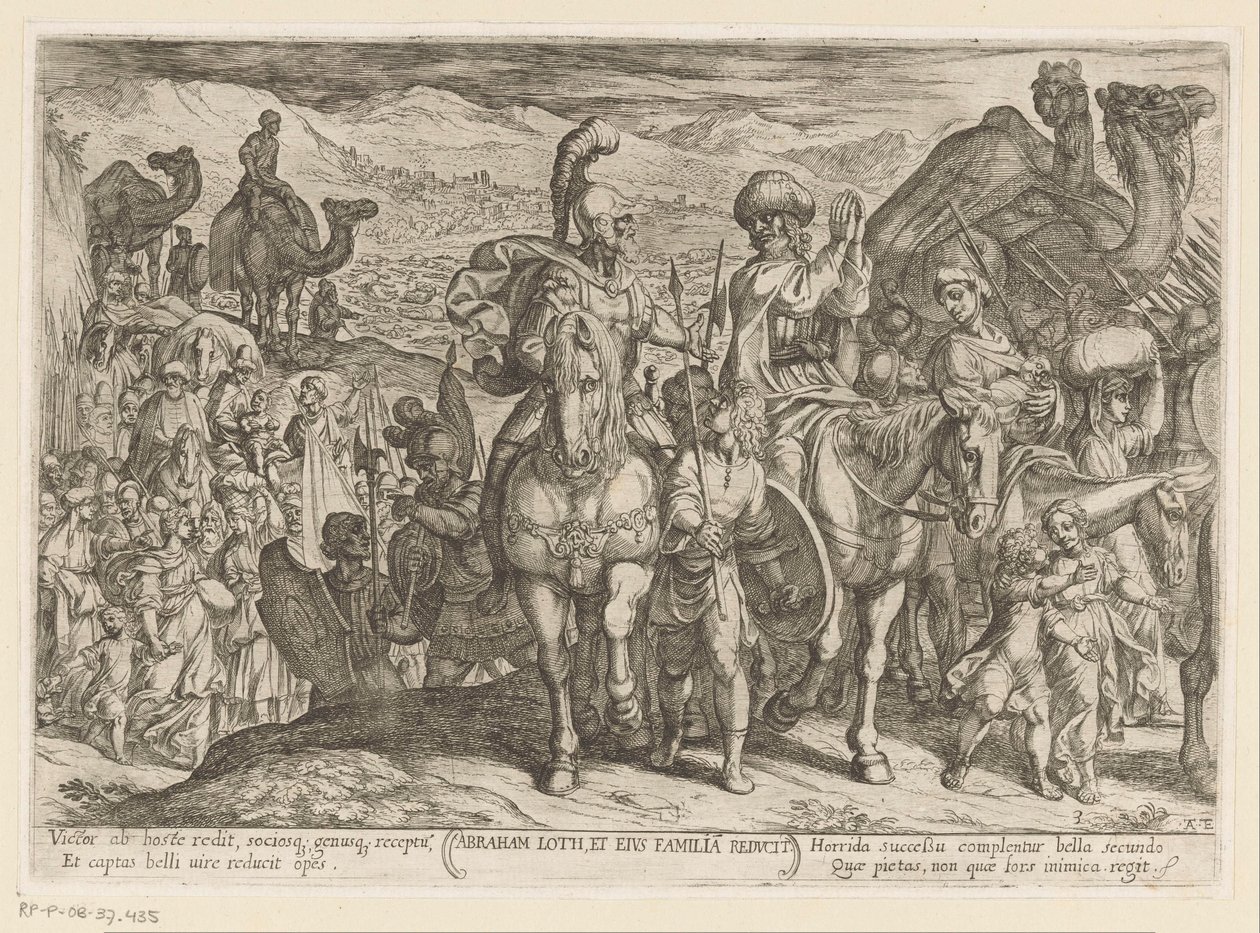 Abramo porta Lot e la sua famiglia nella sua terra (Scene di battaglie dell