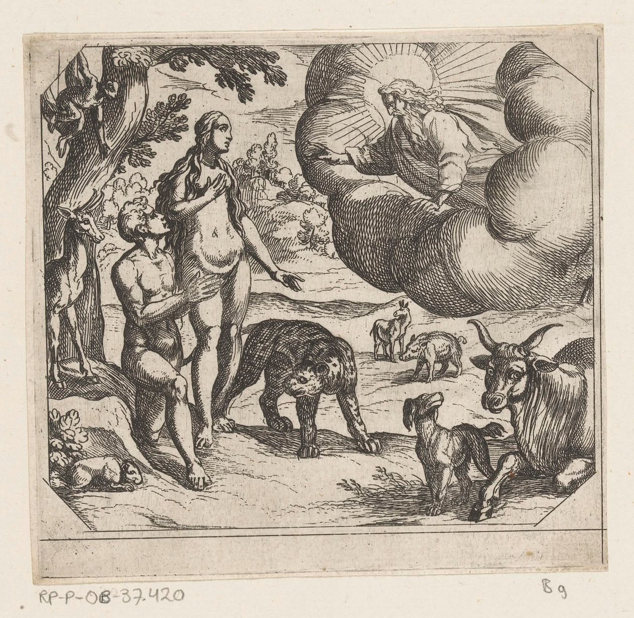 Adamo ed Eva nel paradiso terrestre da Antonio Tempesta