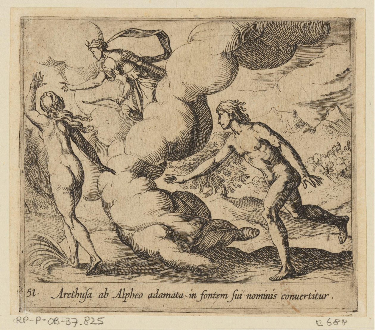 Arethusa inseguita da Alfeo da Antonio Tempesta
