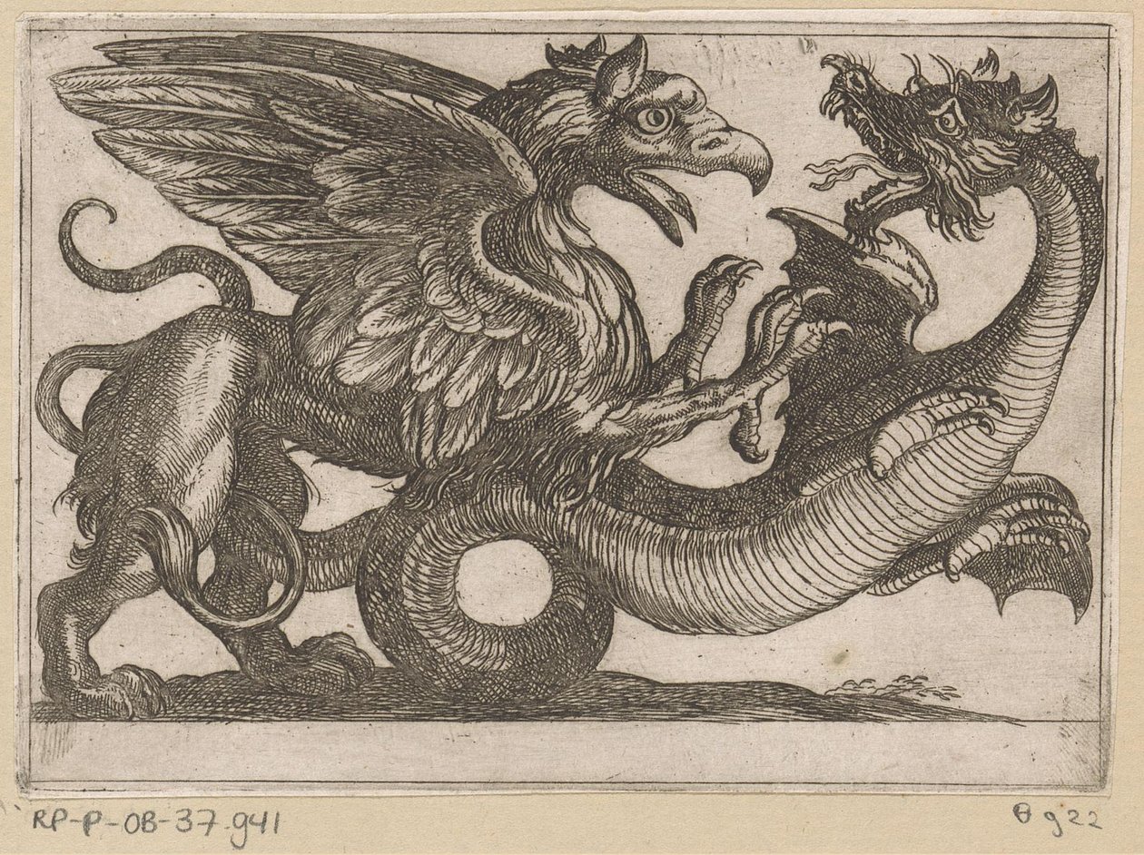 Drago e grifone in combattimento da Antonio Tempesta