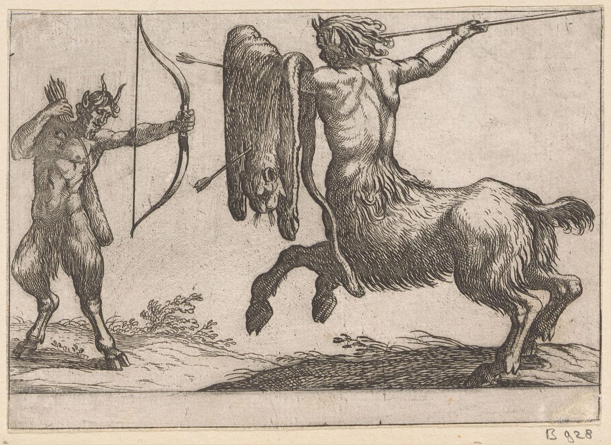 Un centauro attacca un satiro (Animali combattenti) da Antonio Tempesta