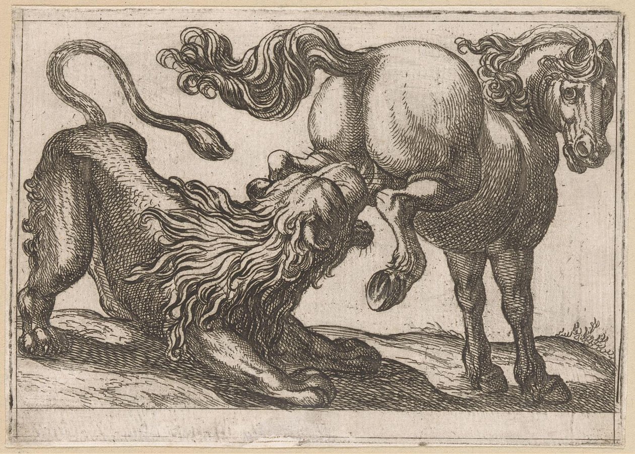 Un cavallo che calpesta un leone da Antonio Tempesta