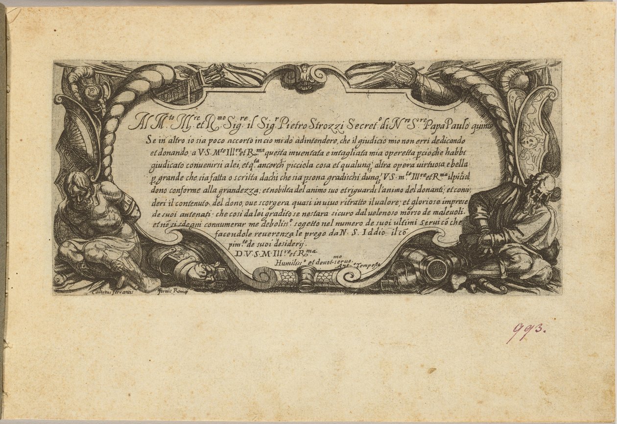 Frontespizio: Dedica a Pietro Strozzi da Antonio Tempesta