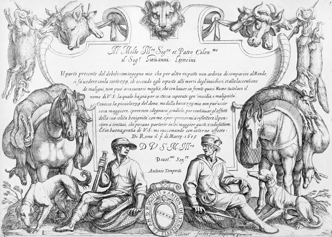 Frontespizio di una serie di scene di caccia, 1609 da Antonio Tempesta