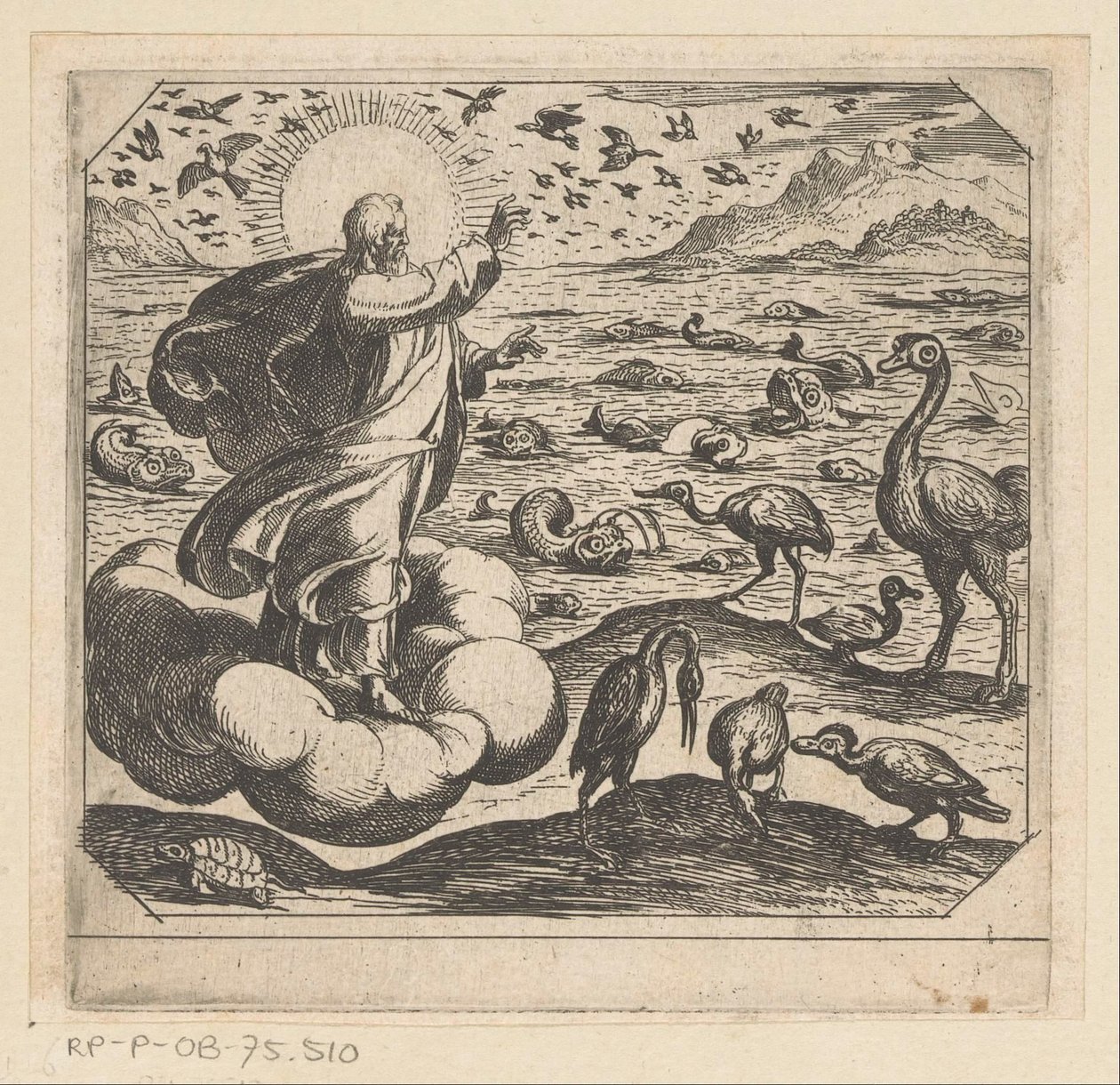Dio crea gli uccelli e i pesci (La creazione) da Antonio Tempesta