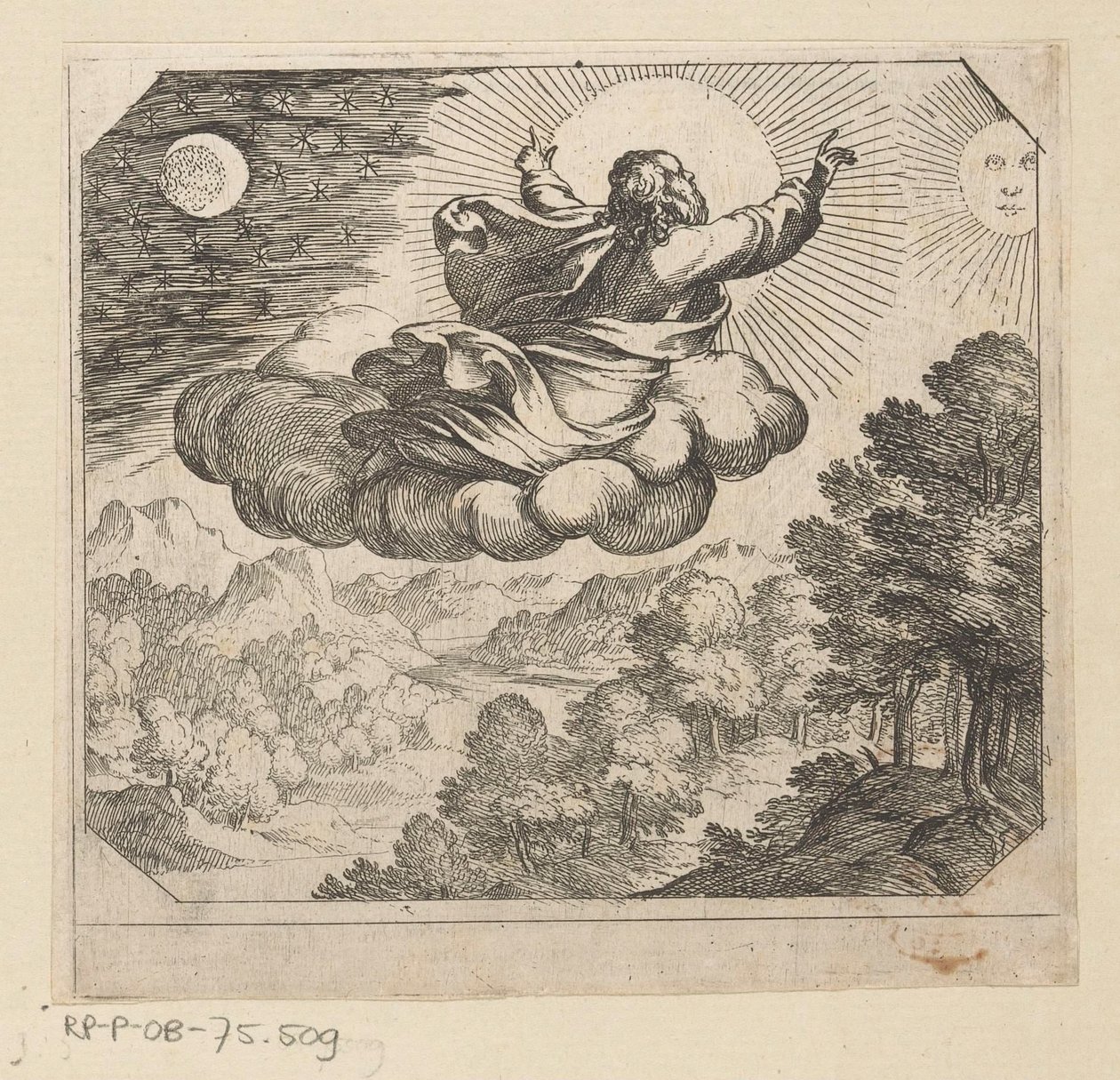 Dio crea il sole, la luna e le stelle (La creazione) da Antonio Tempesta
