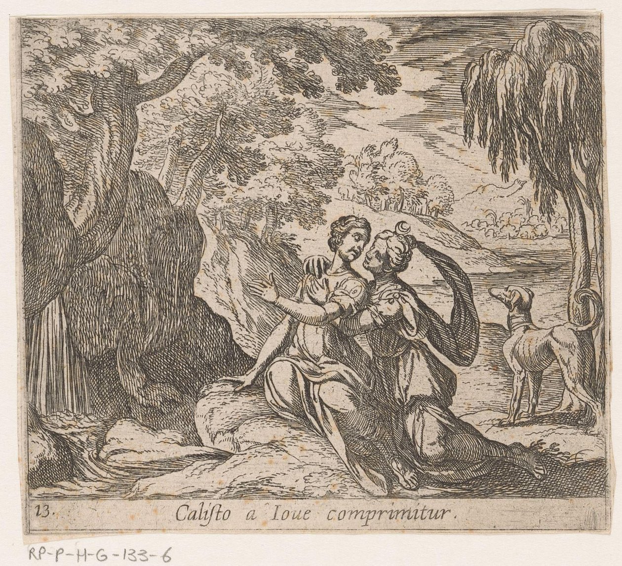 Giove e Callisto (Calisto a Iove Comprimitur) (Metamorphoseon sive transformationum) (Metamorfosi di Ovidio) da Antonio Tempesta