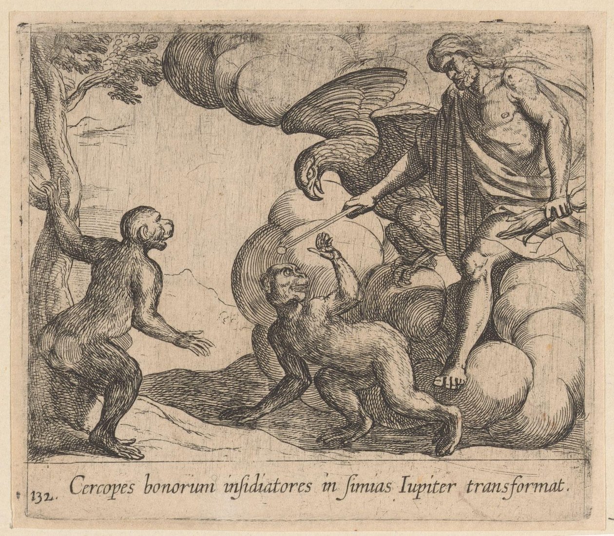 Giove trasforma i Cercopi in scimmie da Antonio Tempesta
