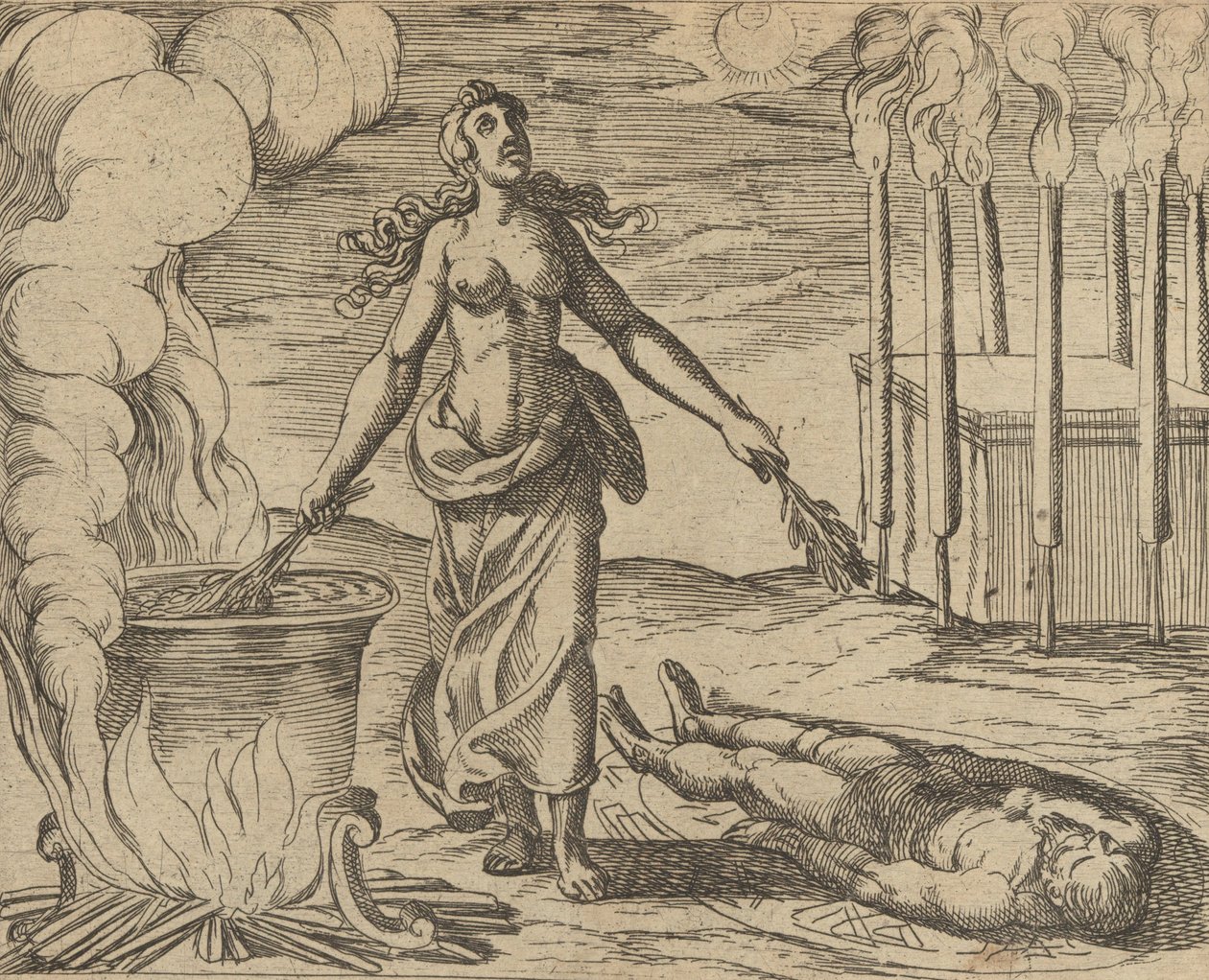 Medea restituisce la giovinezza a Esone da Antonio Tempesta