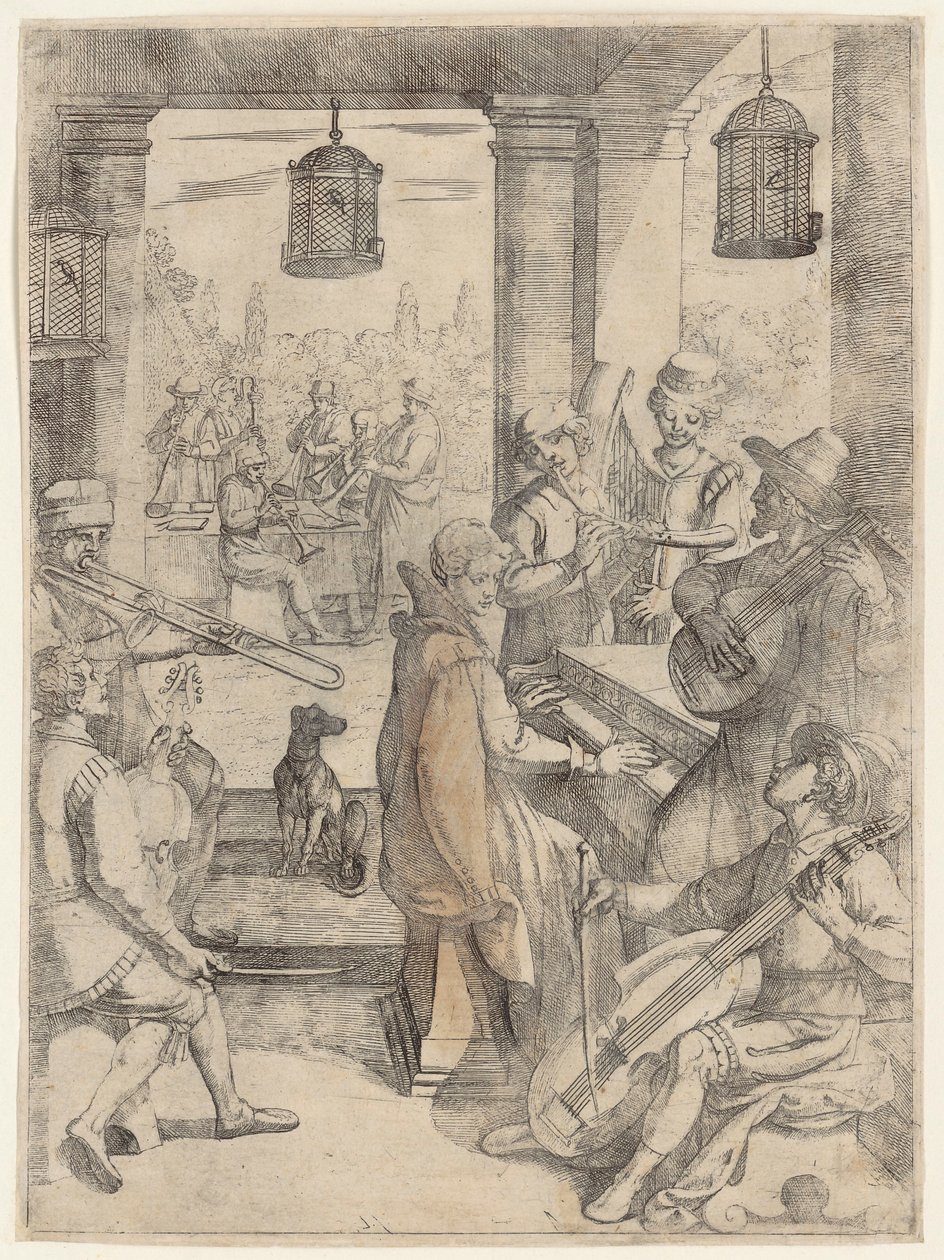 Riunione musicale nella società degli uccelli prigionieri da Antonio Tempesta