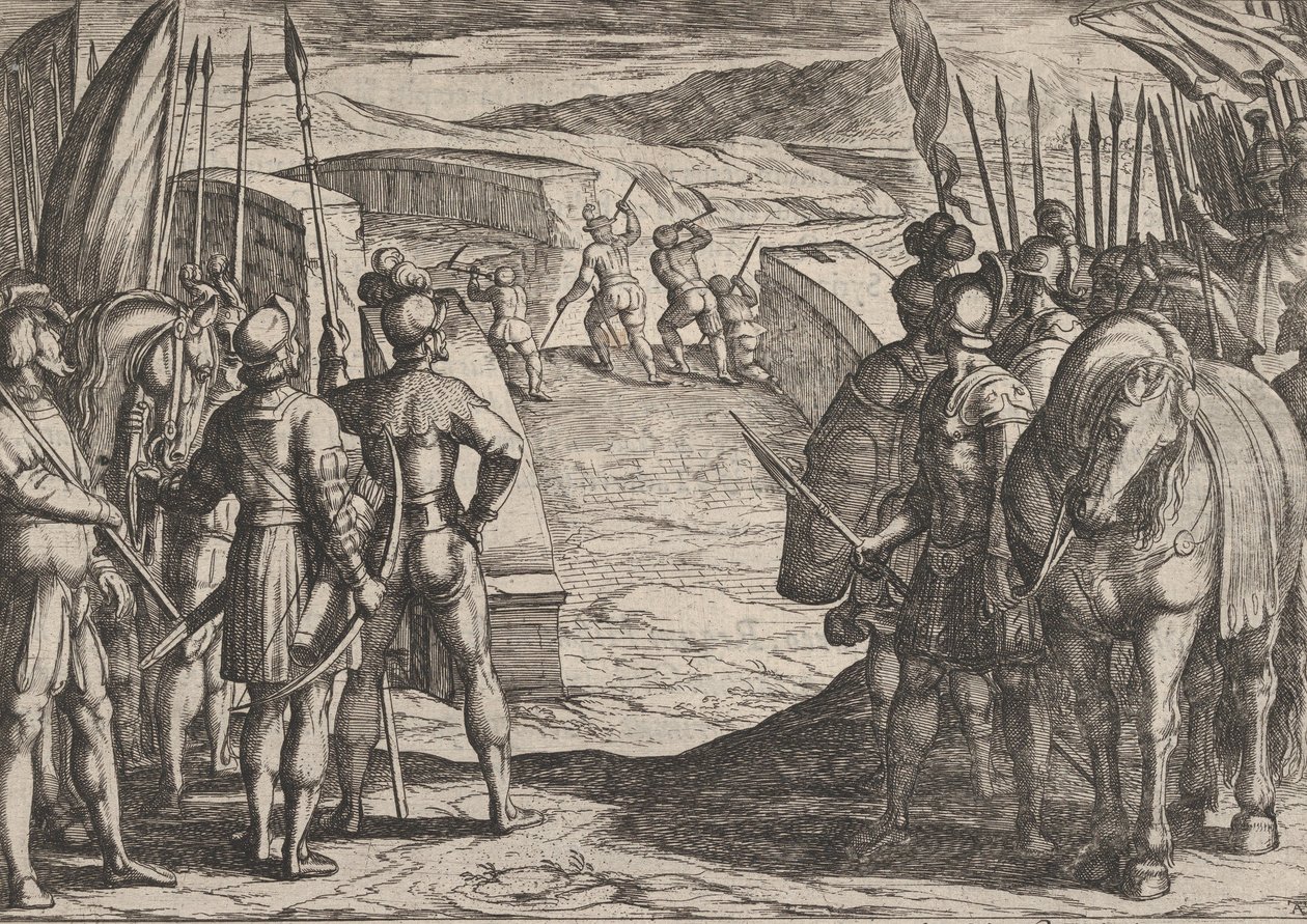 I Batavi si spaventano e iniziano i colloqui di pace, dalla Guerra dei Romani da Antonio Tempesta