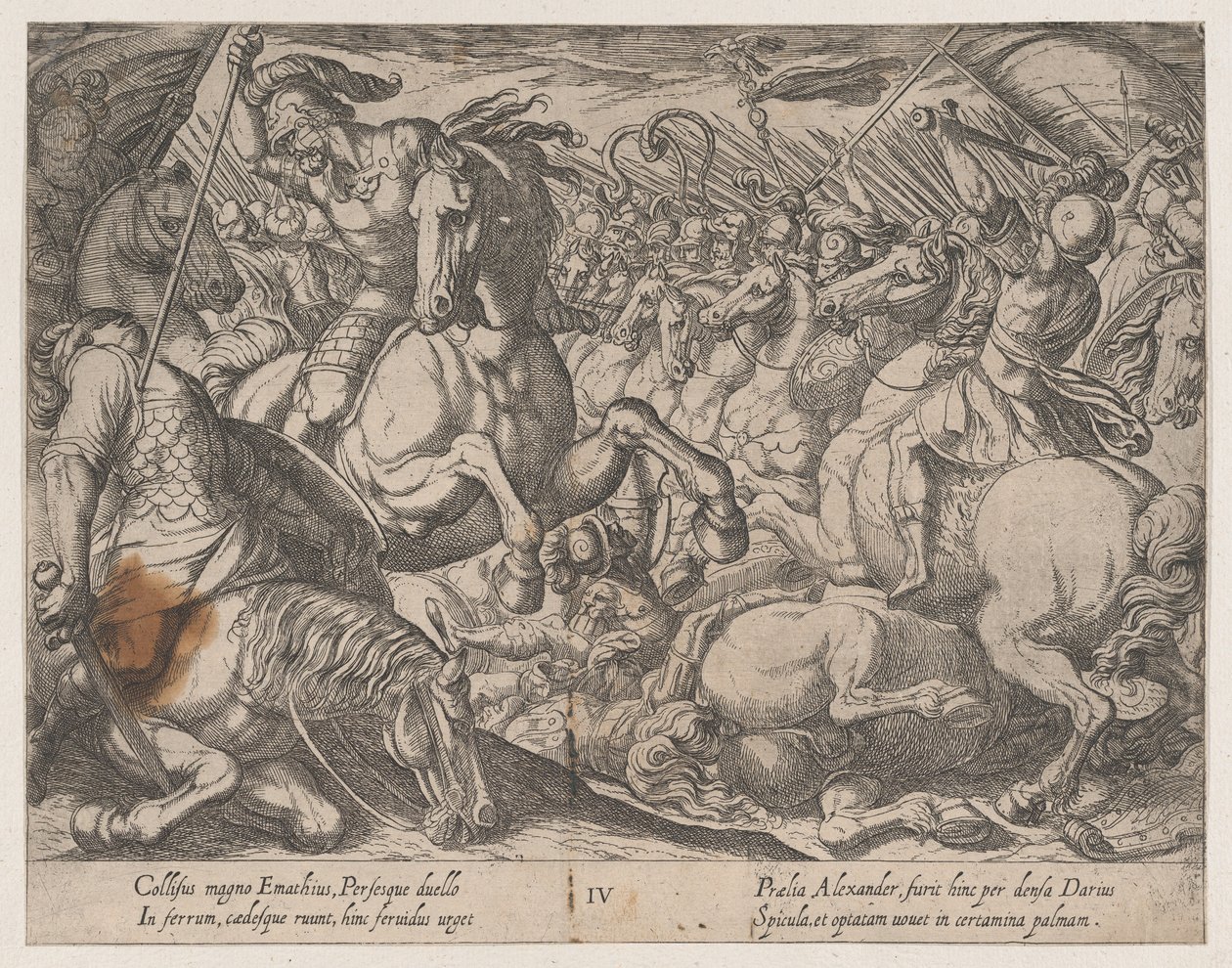 Tavola 4: Alessandro che combatte i Persiani, da Le imprese di Alessandro Magno, 1608 da Antonio Tempesta