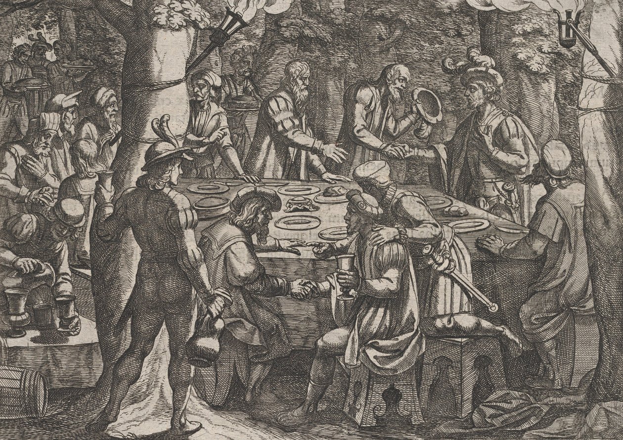 Tavola 4: Civilis dice agli anziani olandesi che sono trattati come schiavi dai Romani, 1611 da Antonio Tempesta