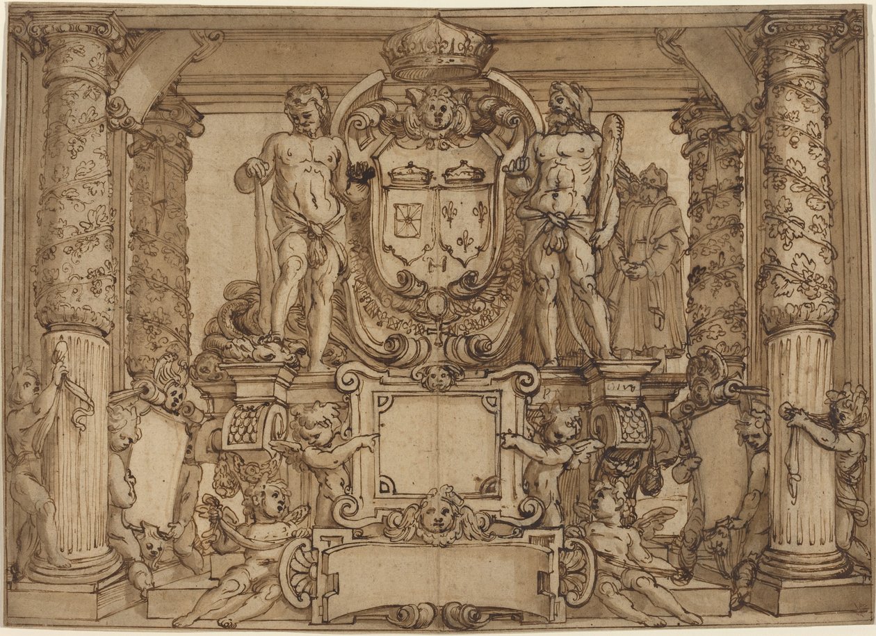 Disegno architettonico murale in onore di Enrico IV, l