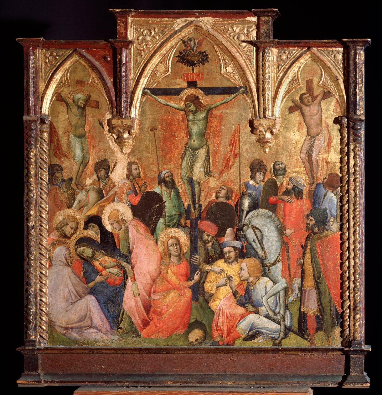 Crocifissione, con i due ladroni crocifissi con Gesù Cristo da Antonio Veneziano