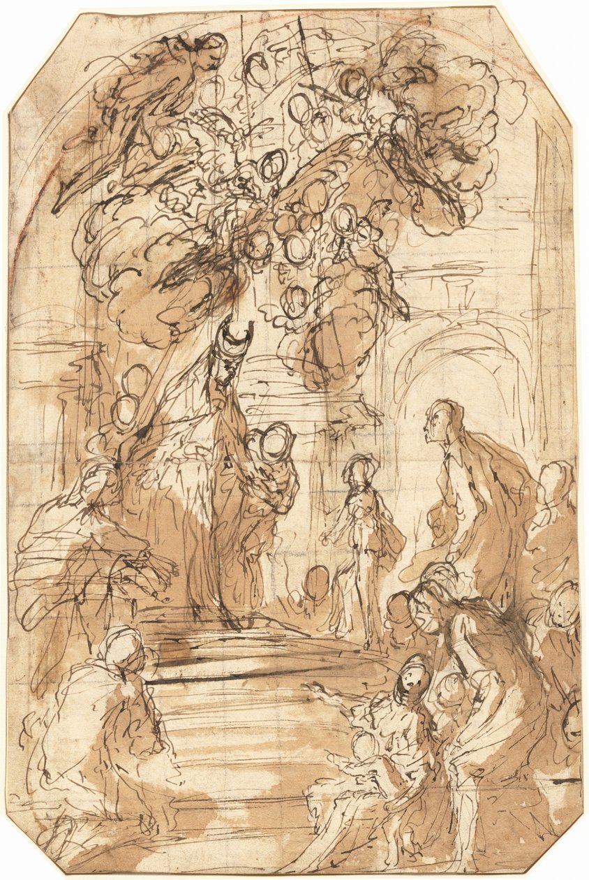 Presentazione della Vergine al Tempio [recto] da Antonio Zanchi