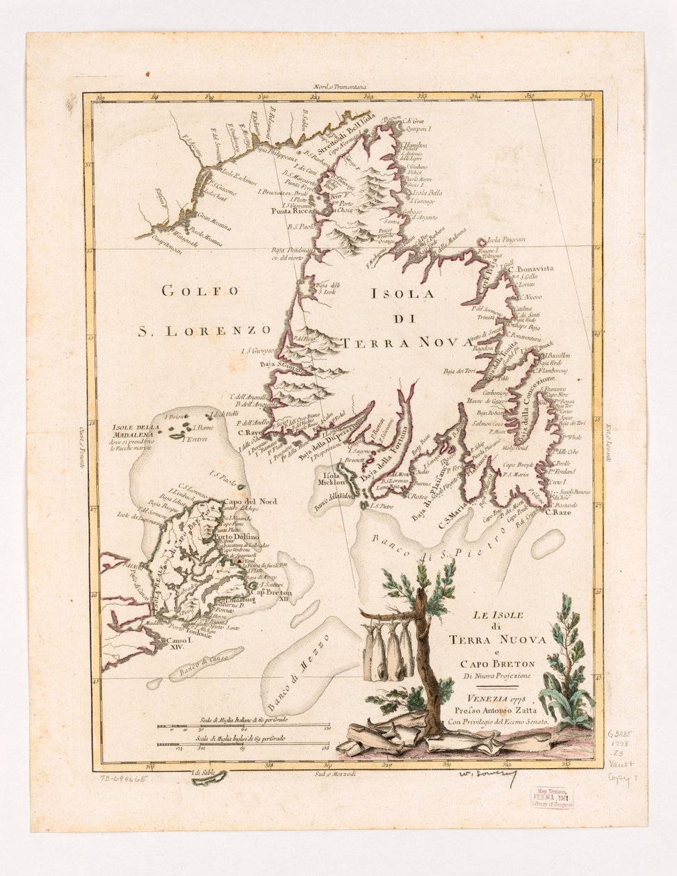 Le isole di Terre Nuova e Capo Breton di nuova projezione 1778. LOC 73694665 da Antonio Zatta