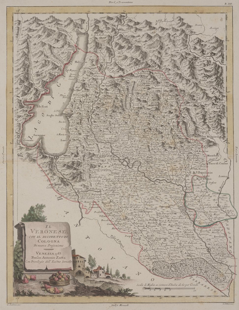 La regione di Verona con il distretto di Cologna, 1783 da Antonio Zatta