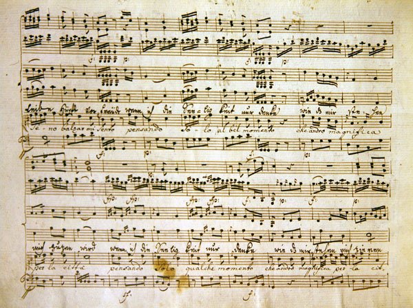 Copia tardo XVIII secolo di una pagina di manoscritto della partitura di La scuola de gelosi da Antonio after Salieri