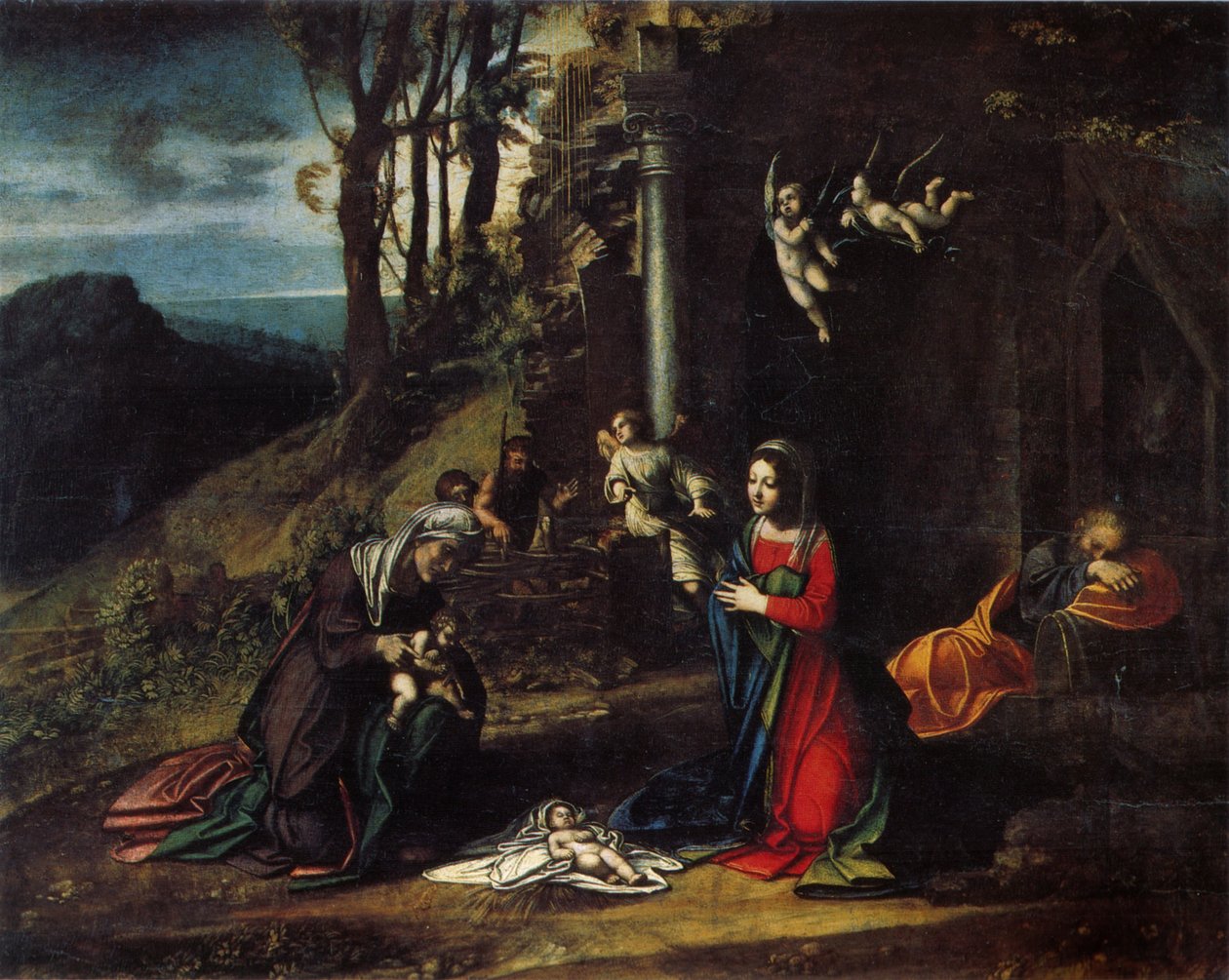 Italian: Natività con i santi Elisabetta e Giovannino Nativity with Saints Elizabeth and John the Baptist da Antonio da Correggio