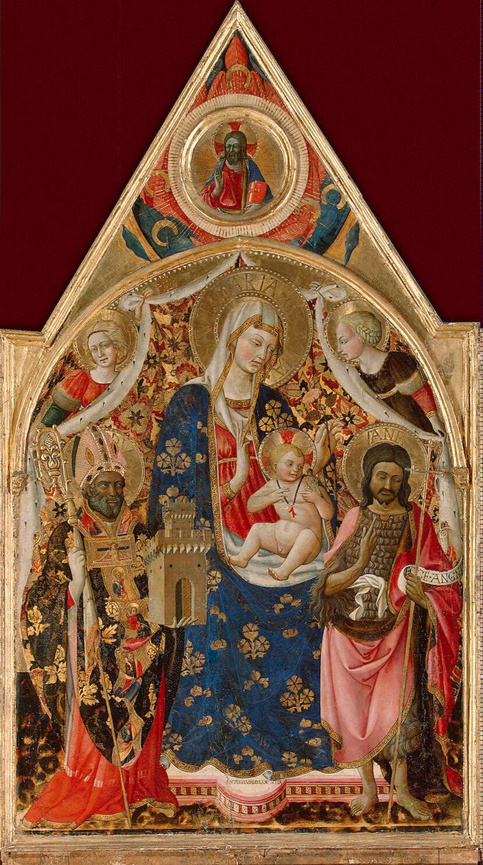 Madonna col Bambino, con un vescovo, San Giovanni Battista e angeli da Antonio da Firenze
