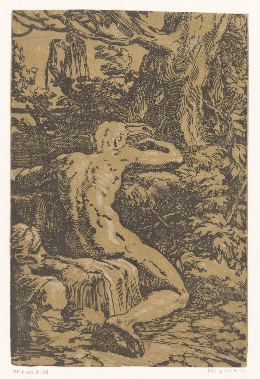 Uomo nudo in un paesaggio da Antonio da Trento