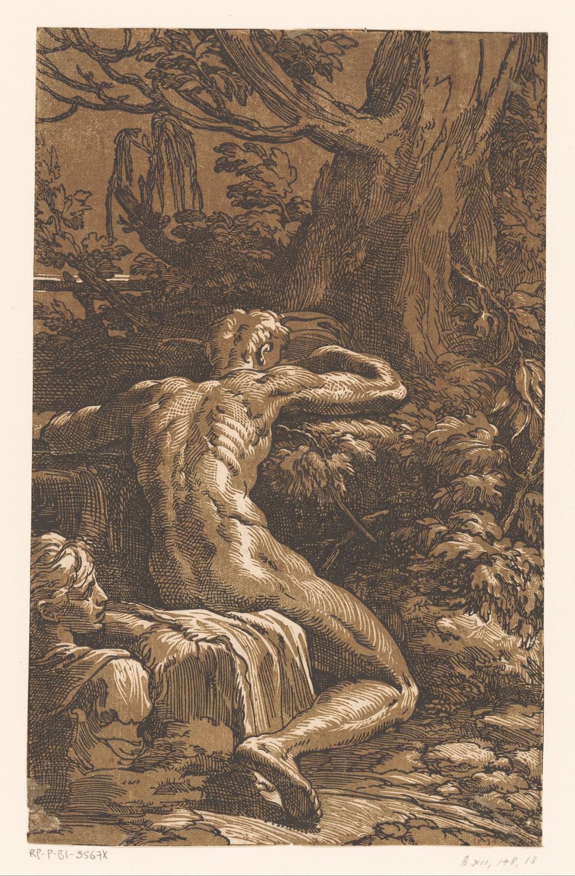 Uomo nudo in un paesaggio da Antonio da Trento