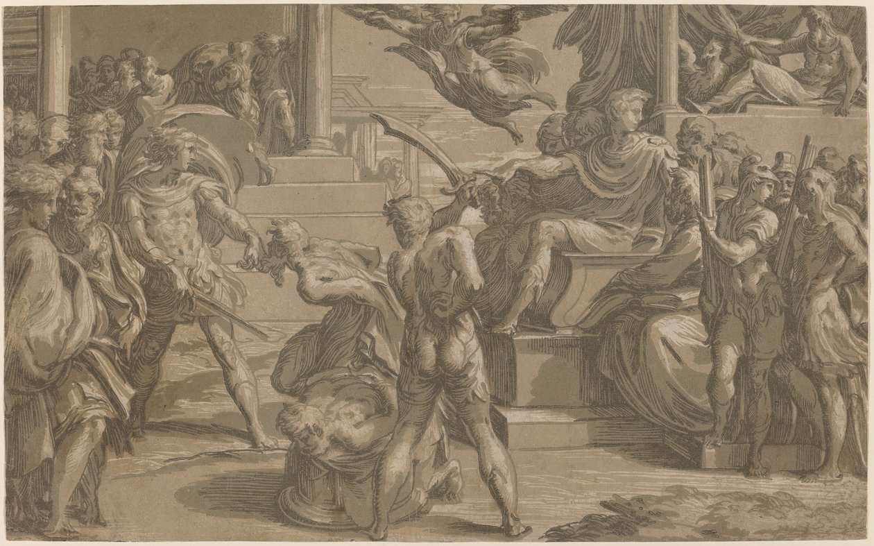 Il martirio dei santi Pietro e Paolo [recto] da Antonio da Trento after Parmigianino