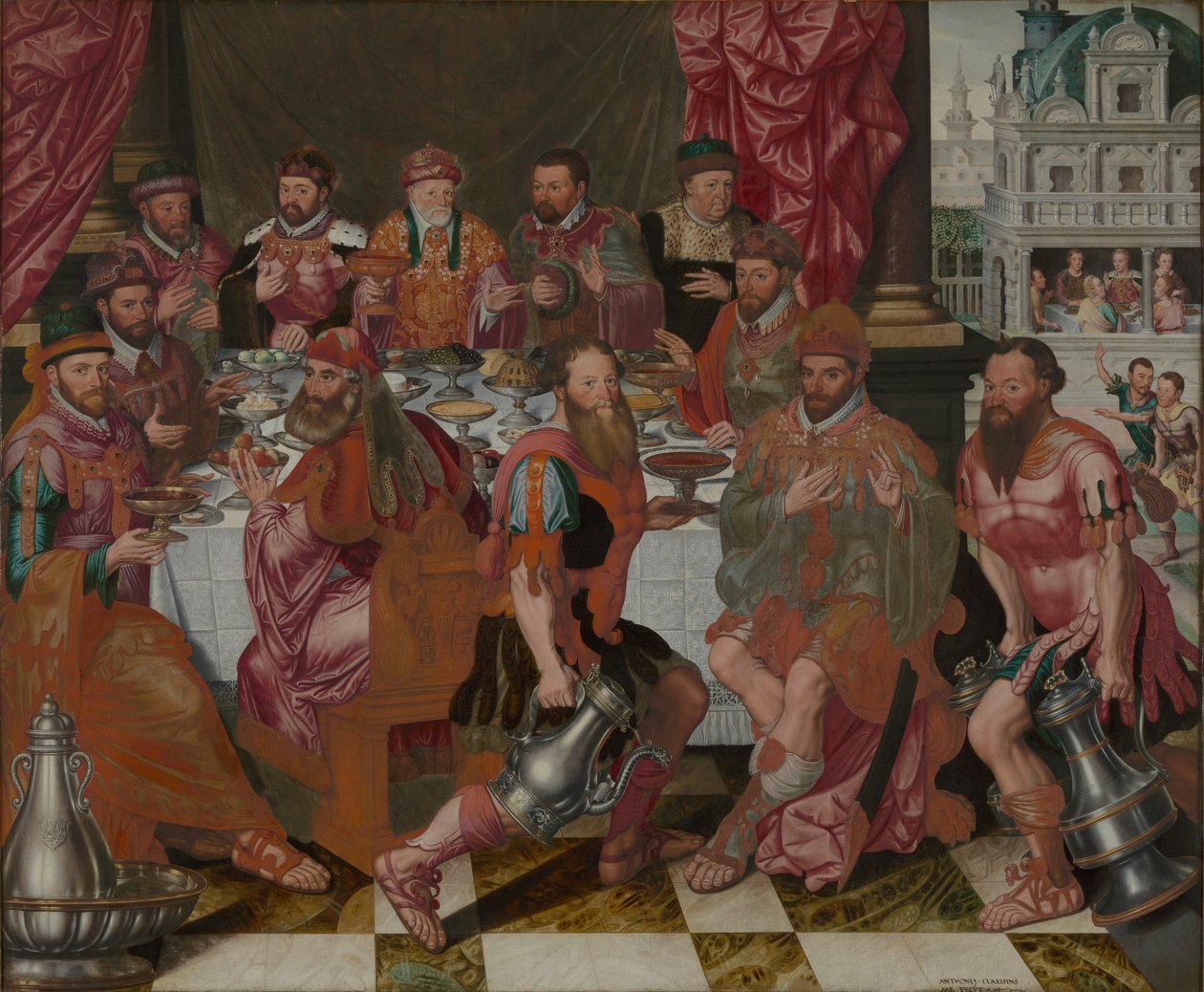 Banchetto dei membri del consiglio del Municipio, 1574 da Antoon Claeissens