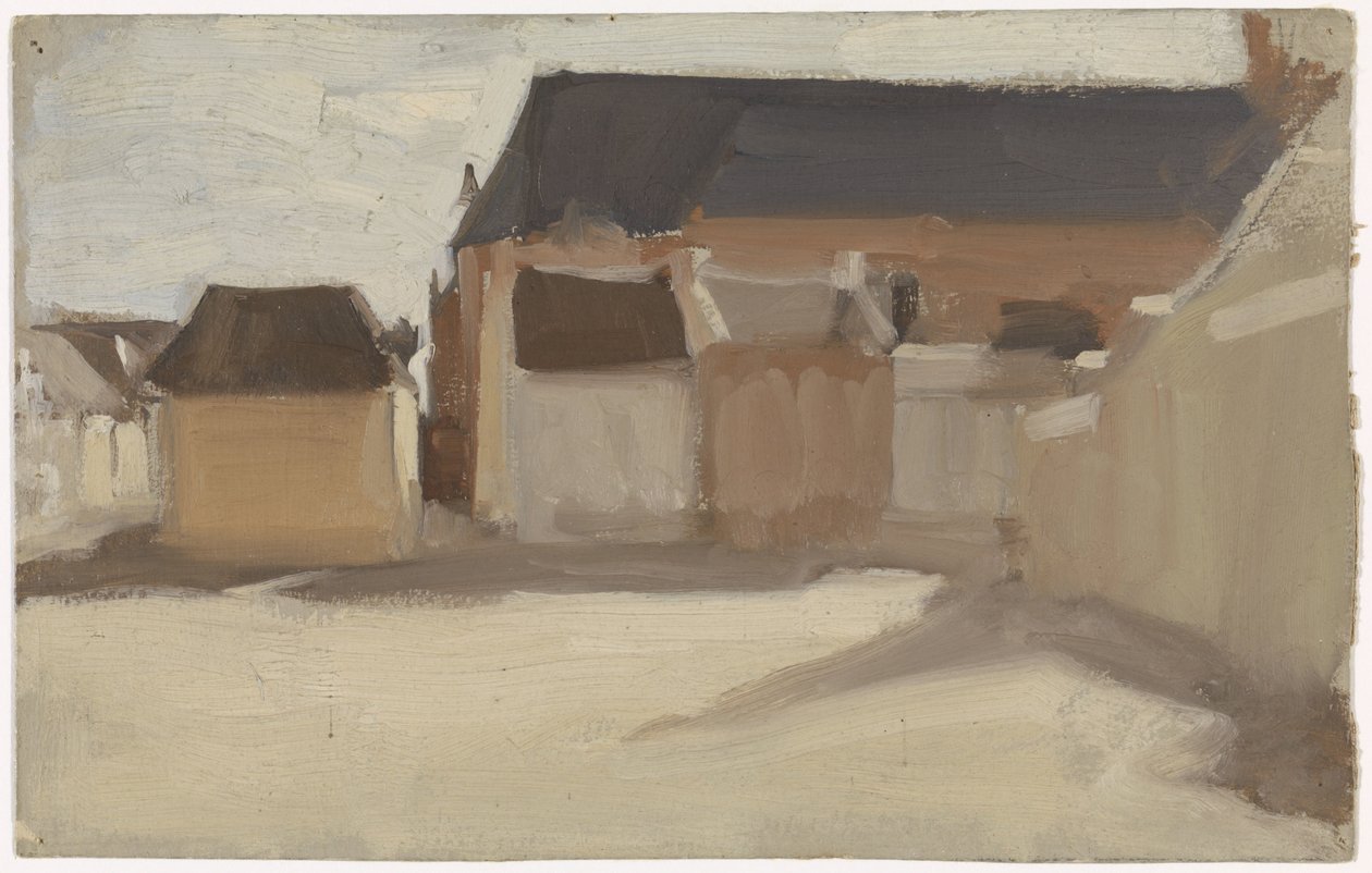 Studio di una piazza di villaggio con edifici da Antoon Derkinderen