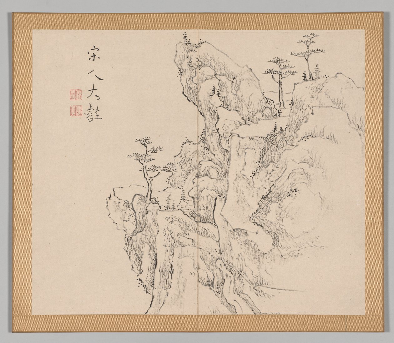 Doppio Album di Studi di Paesaggio dopo Ikeno Taiga, Volume 2 foglio 1, XVIII secolo da Aoki Shukuya
