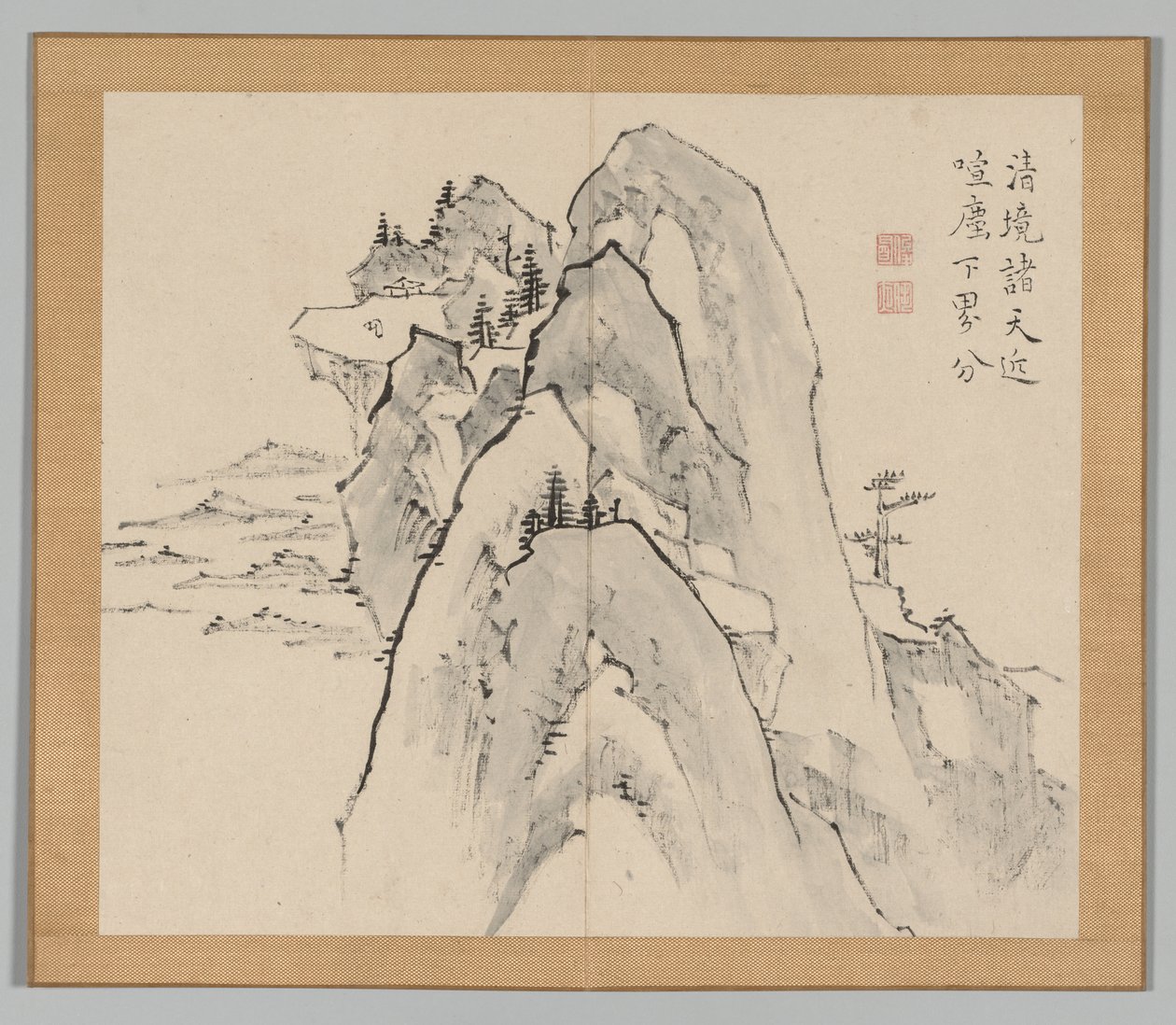Doppio album di studi paesaggistici dopo Ikeno Taiga, Volume 2 foglio 33, XVIII secolo da Aoki Shukuya
