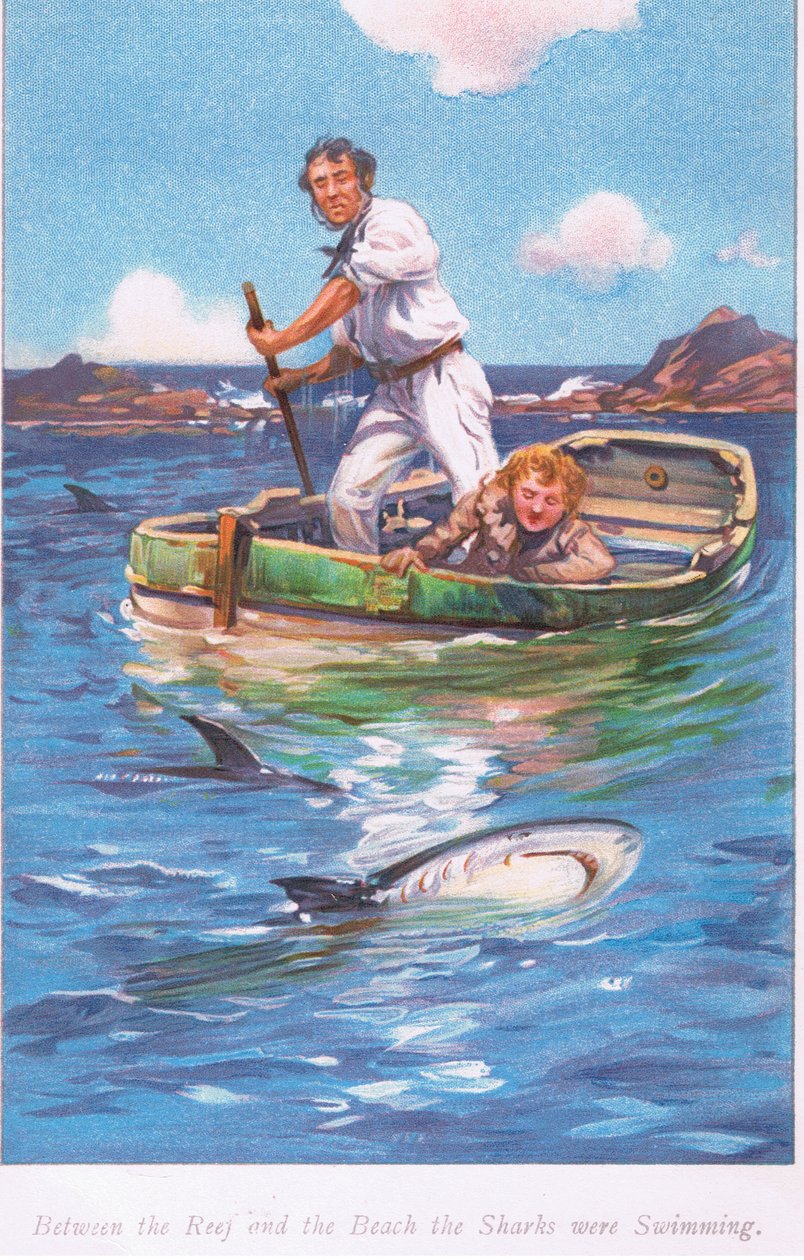 Tra la barriera corallina e la spiaggia nuotavano gli squali da Archibald Webb