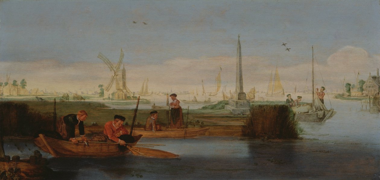 Scena fluviale con pescatori da Arentsz van der Cabel
