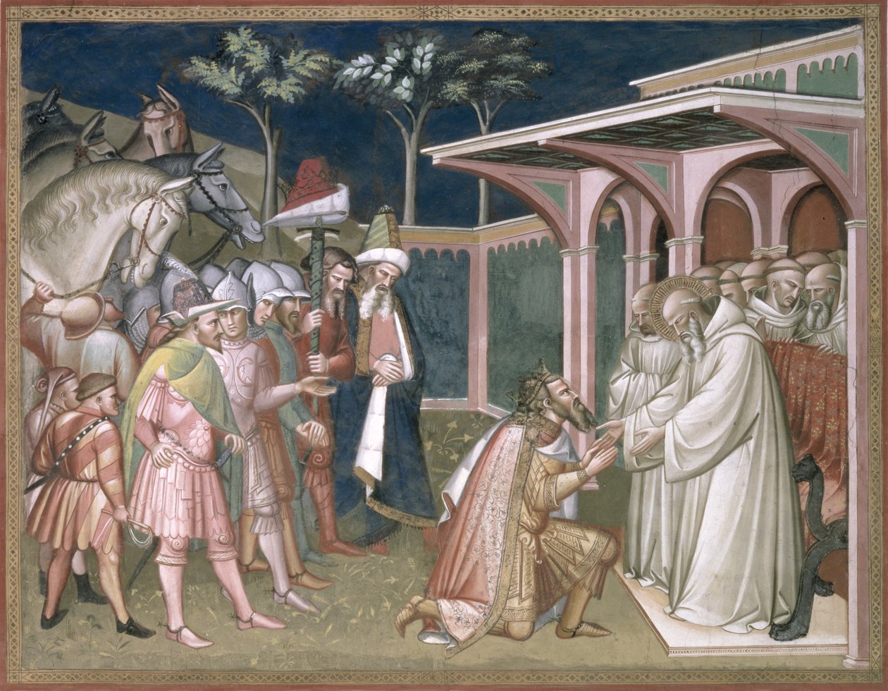 Il Santo profetizza a Totila re dei Goti (dettaglio) da Aretino Luca Spinello or Spinelli