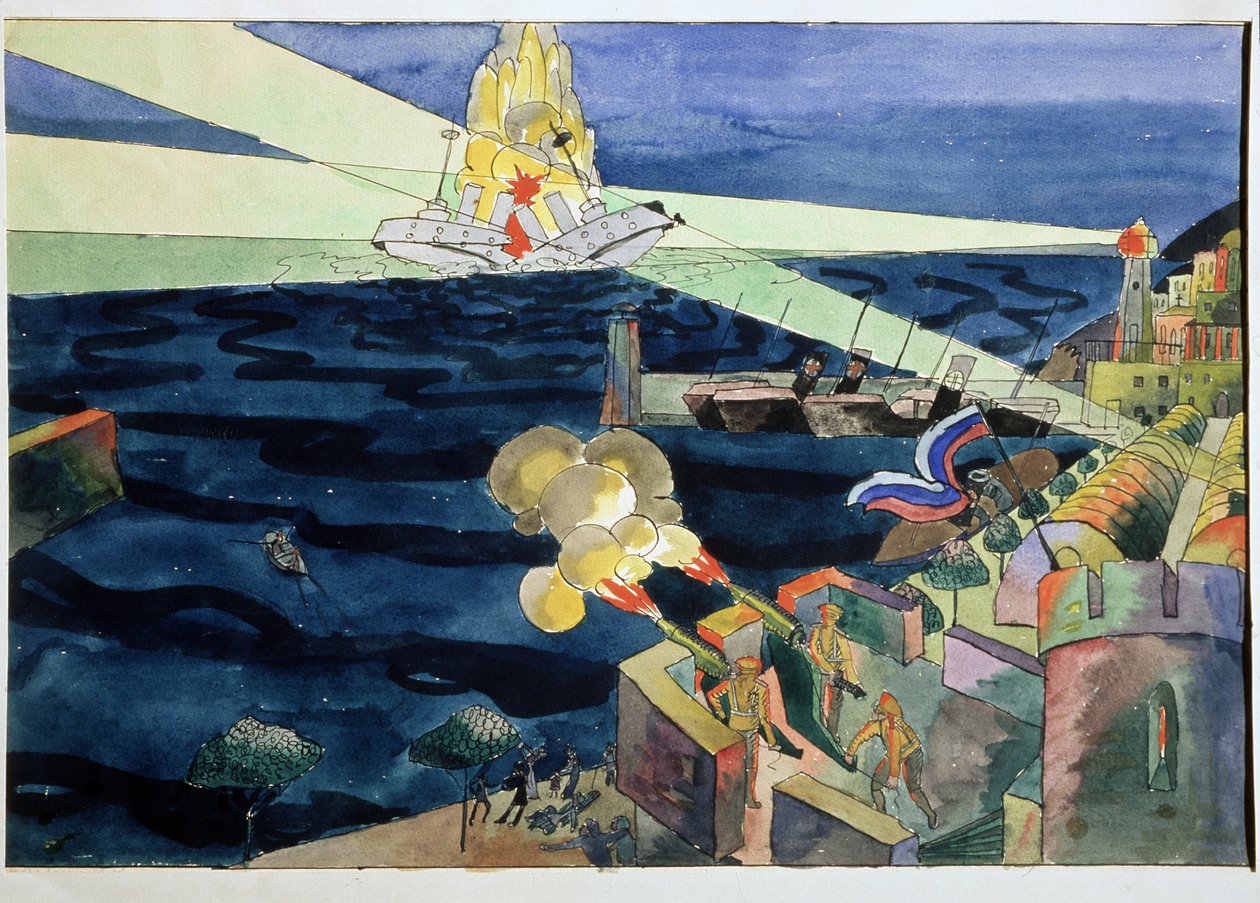 Una battaglia navale da Aristarkh Vasilievic Lentulov