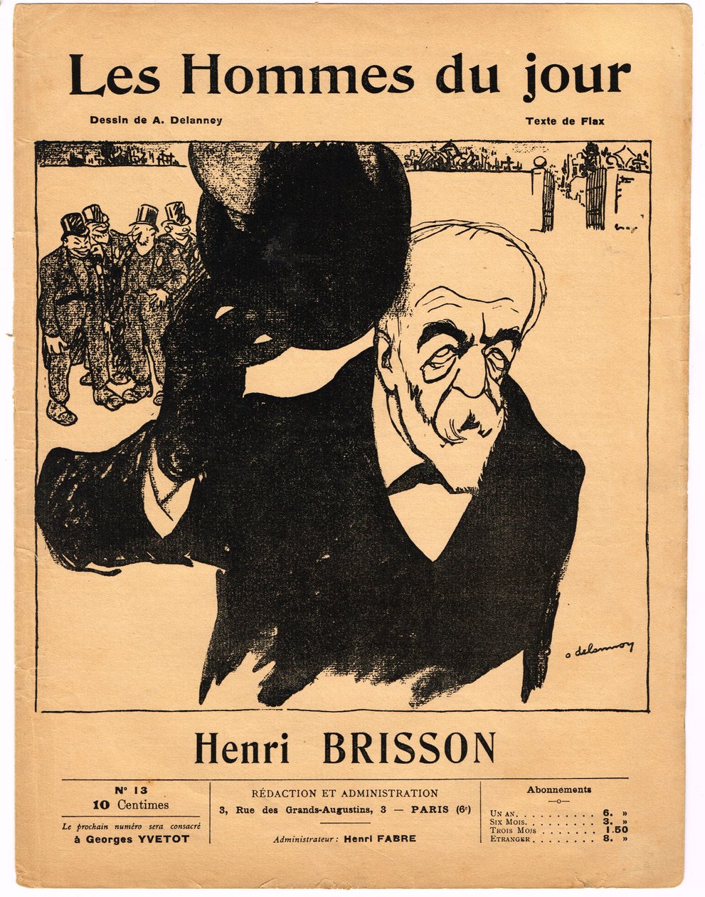 Copertina di Les Hommes du jour, Satirico in N & B da Aristide Delannoy