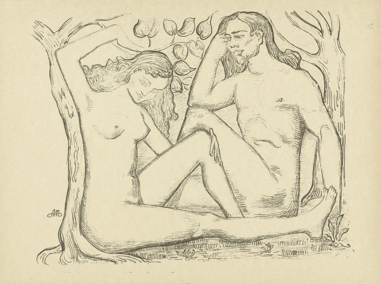Adamo ed Eva seduti vicino a un albero da Aristide Maillol