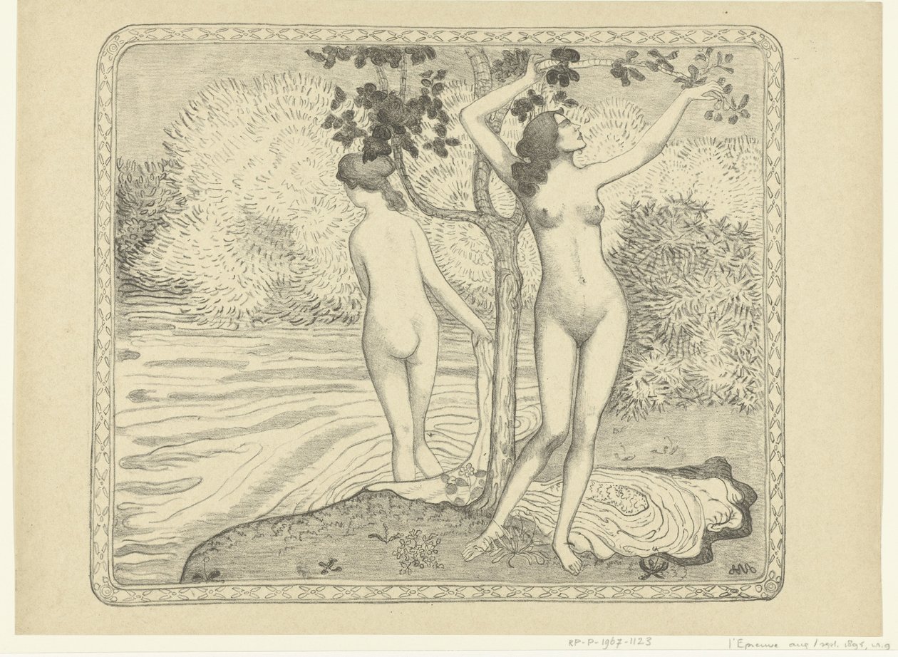 Due donne che fanno il bagno vicino alla riva da Aristide Maillol