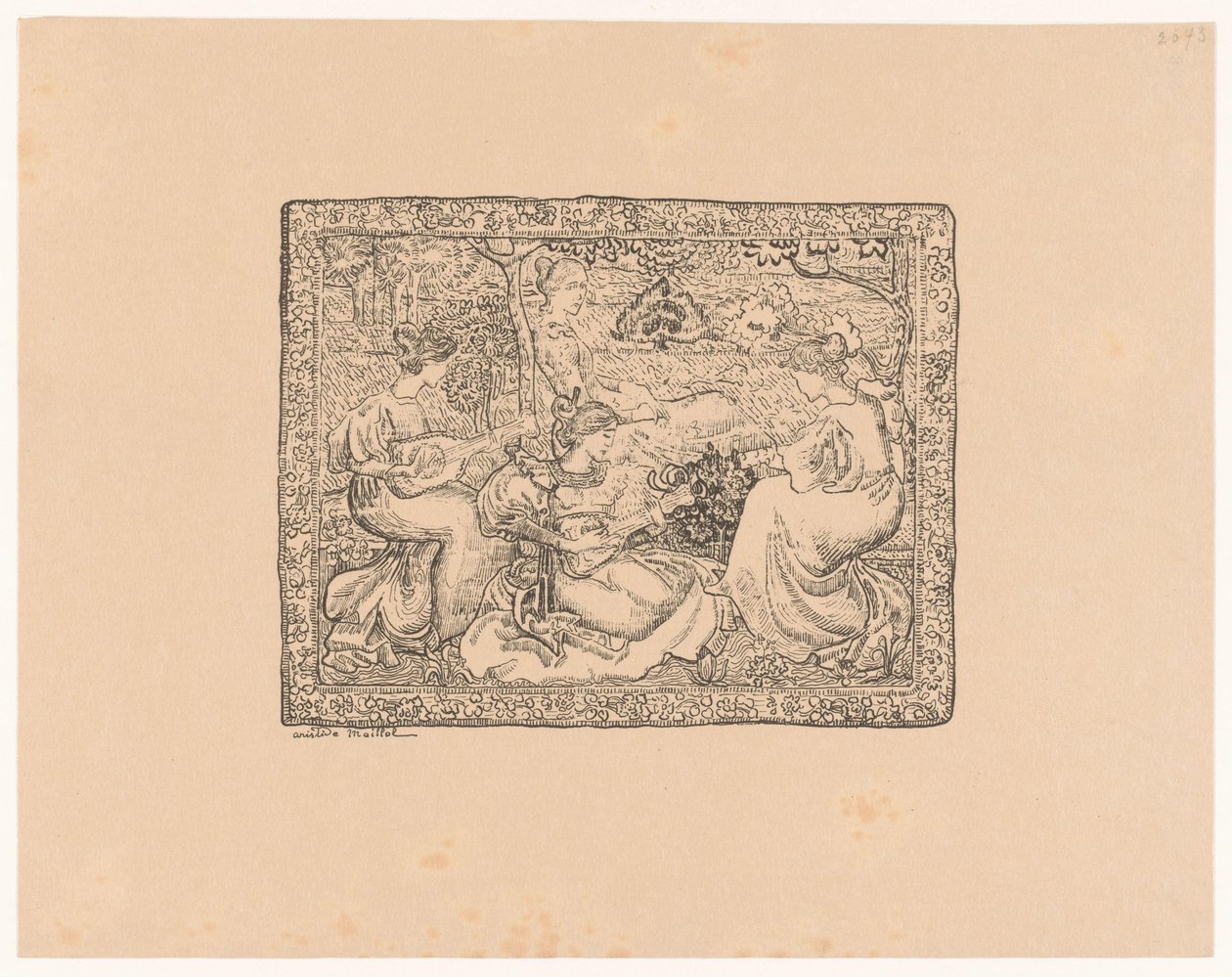 Arazzo con quattro donne che suonano in un paesaggio da Aristide Maillol