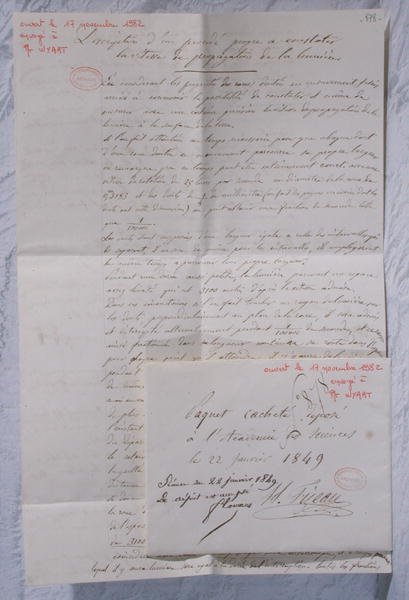 Lettera che descrive gli esperimenti di Fizeau per determinare la velocità della luce da Armand Hippolyte Louis Fizeau
