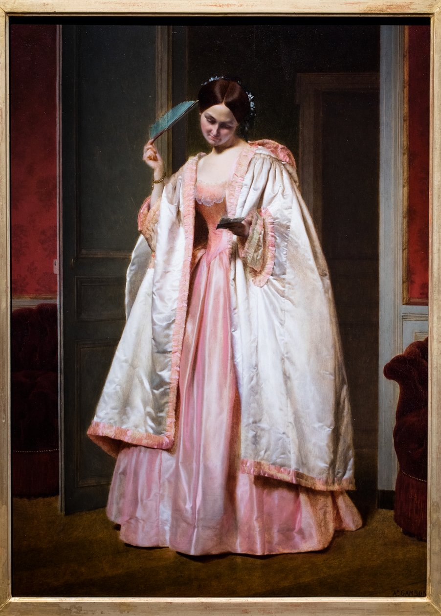 Ragazza che legge una lettera, 1851 circa (Olio su tavola) da Armand Cambon