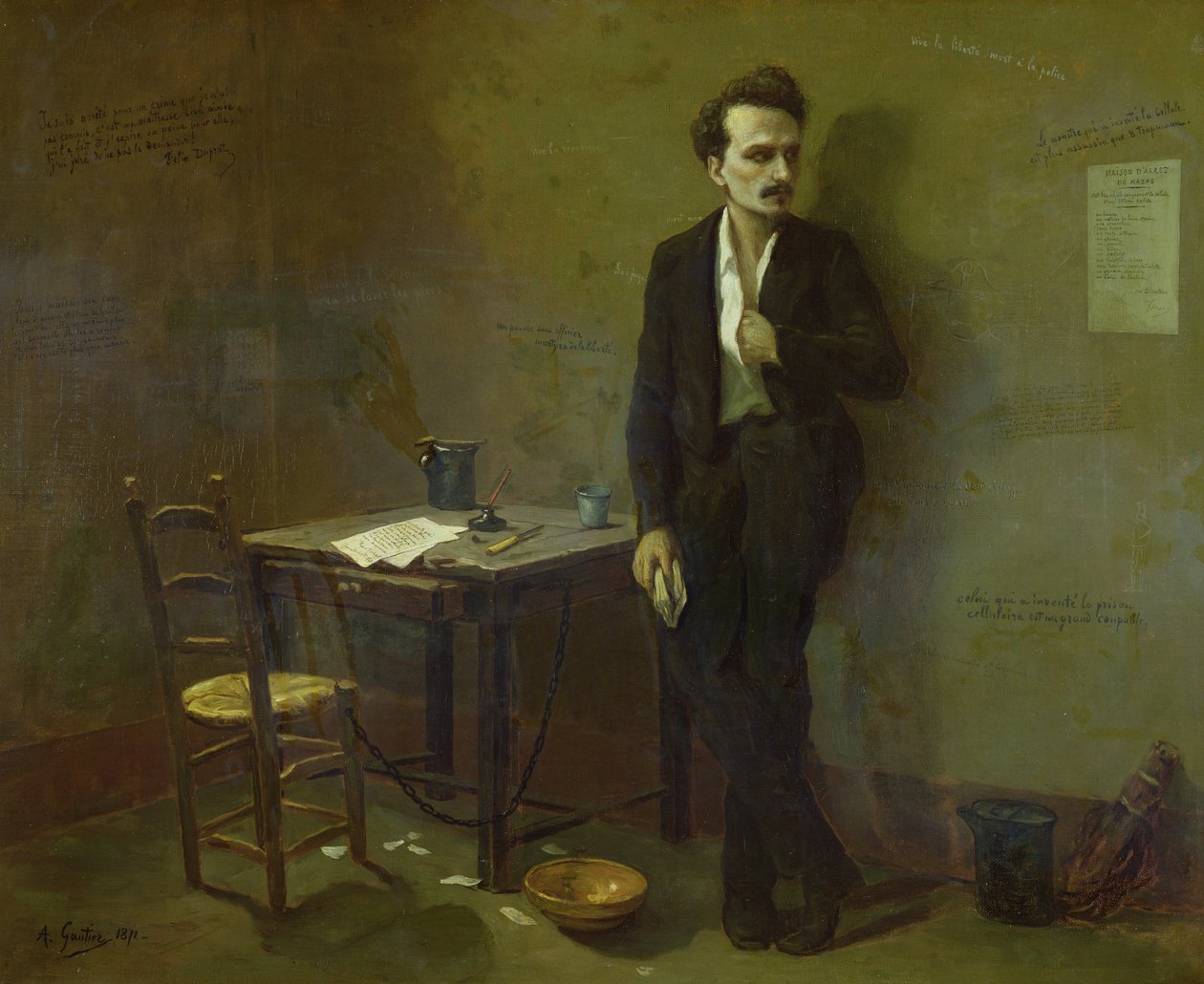 Henri Rochefort (1831-1913) nella prigione di Mazas, 1871 da Armand Desire Gautier