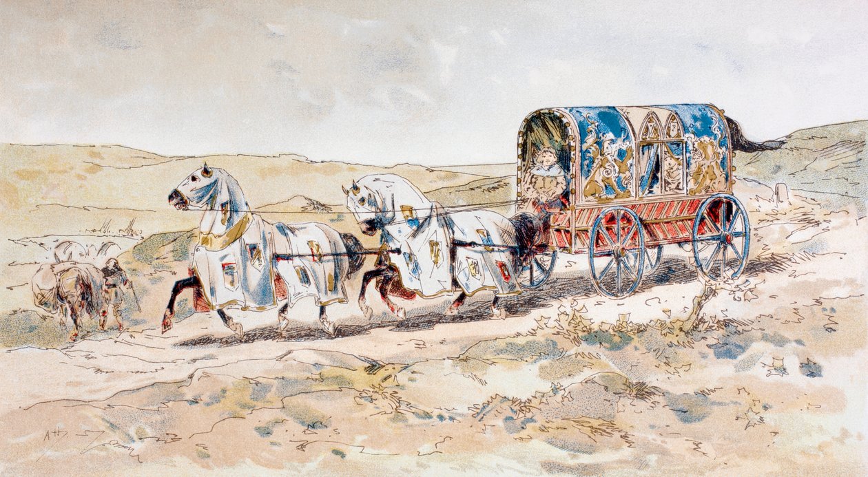 Carrozza trainata da cavalli del XIII secolo, 1886 da Armand Jean Heins