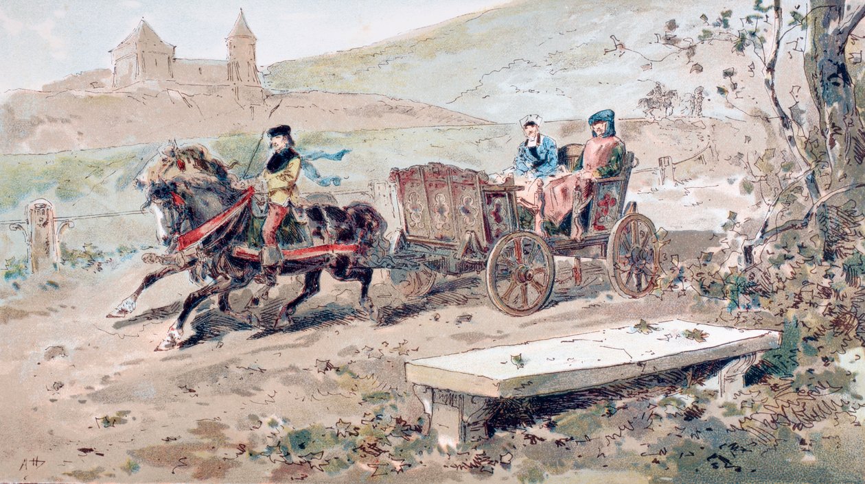 Carrozza aperta del XVI secolo trainata da cavalli da Armand Jean Heins