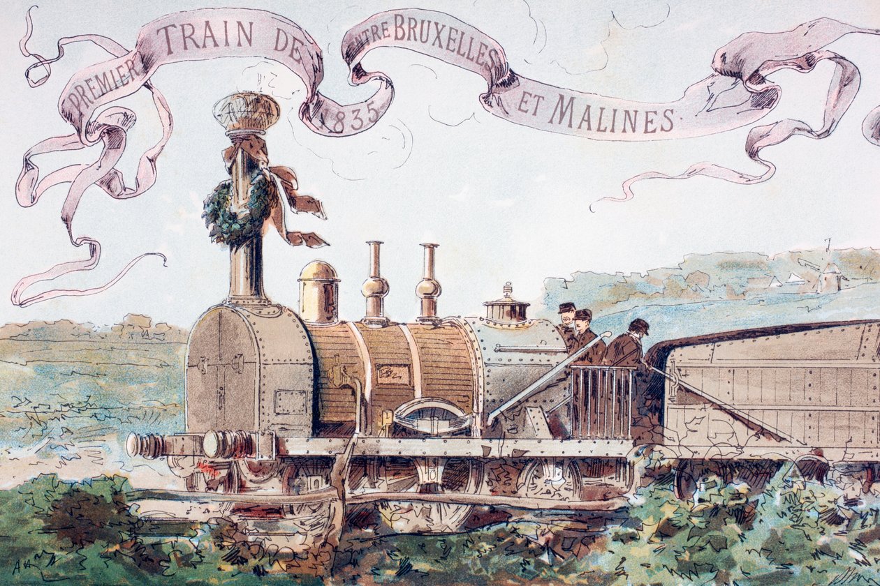 Celebrazione del primo treno da Bruxelles a Mechlin nel 1835 da Armand Jean Heins