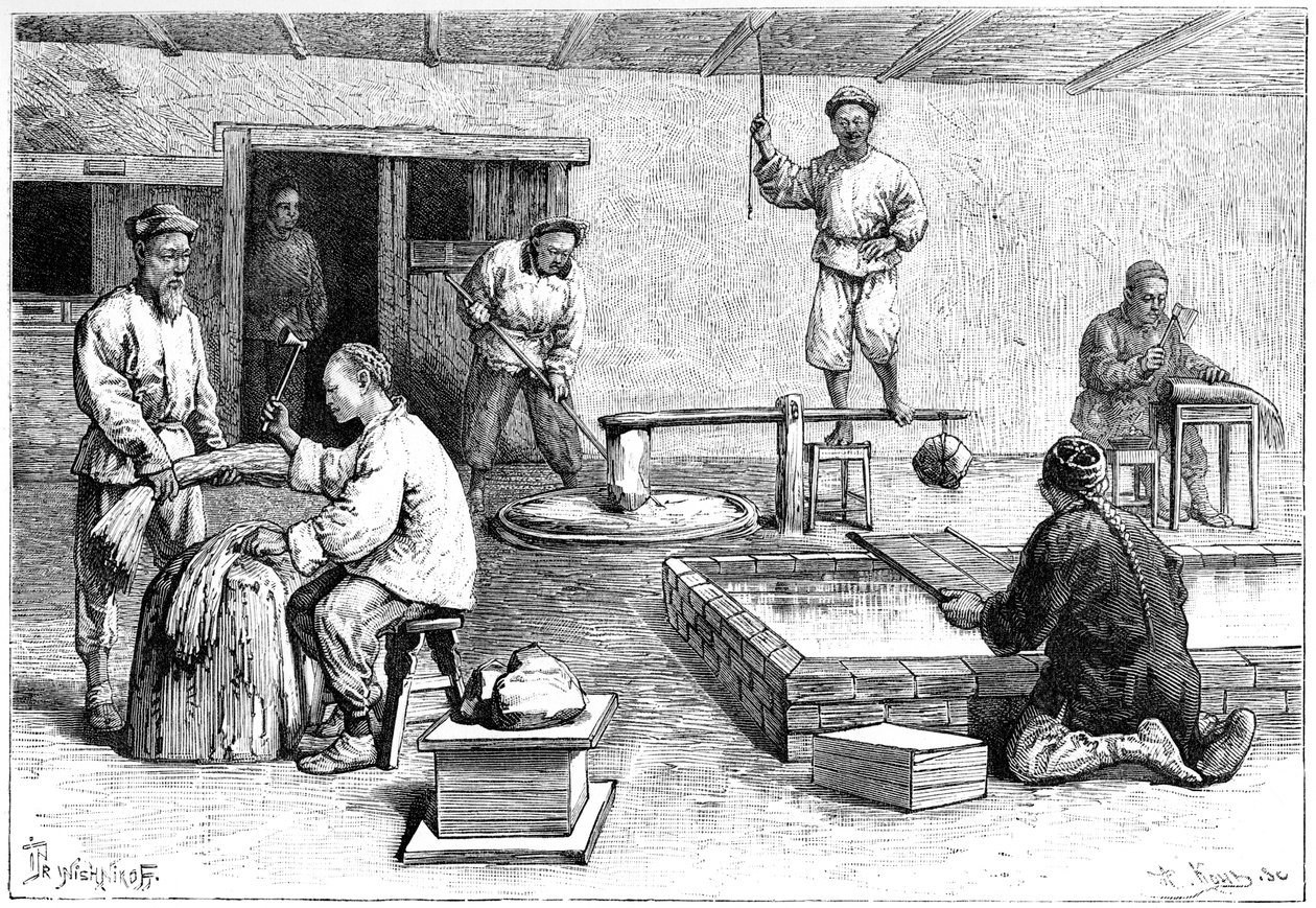 Una cartiera, Cina, 1895 da Armand Kohl