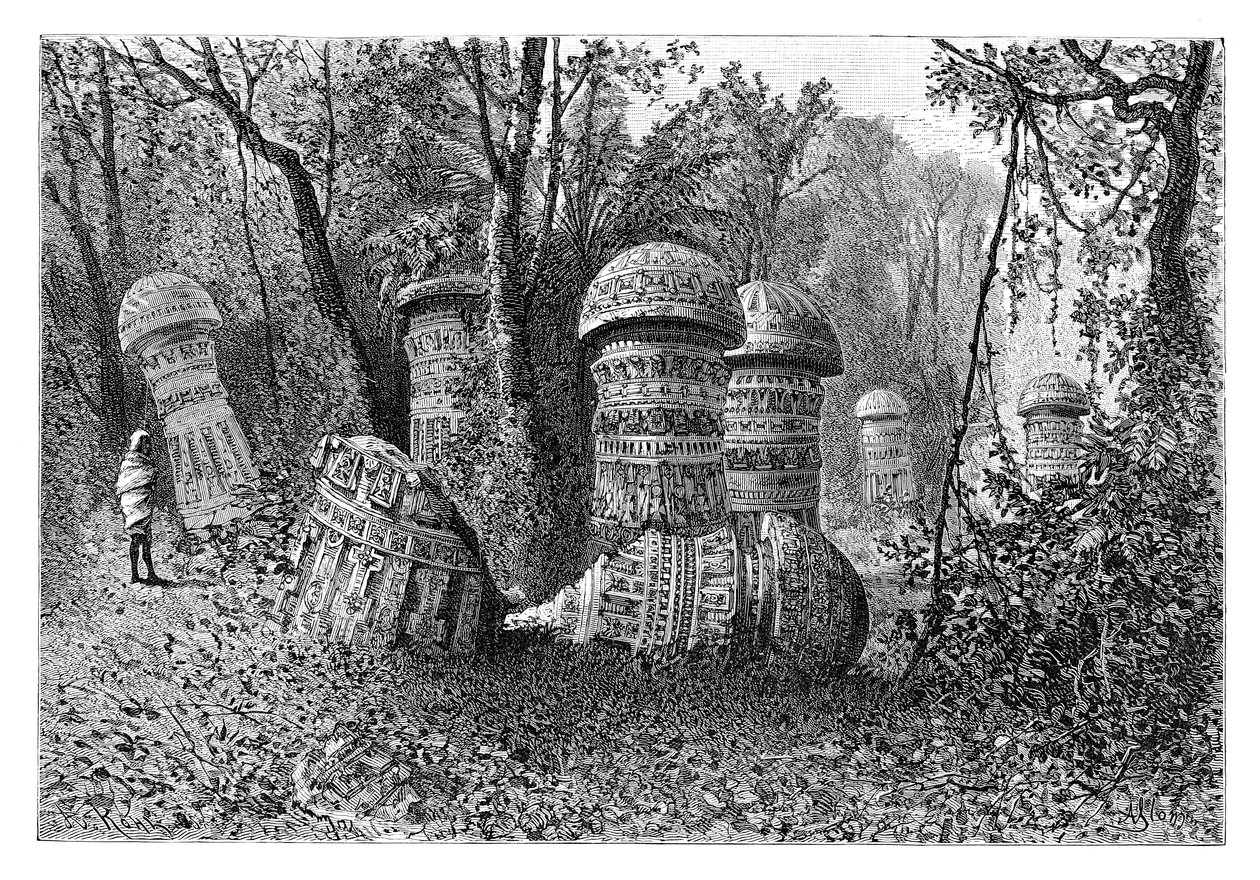 Rovine di un tempio Ahom, Dinajpur, Assam Superiore, India, 1895 da Armand Kohl
