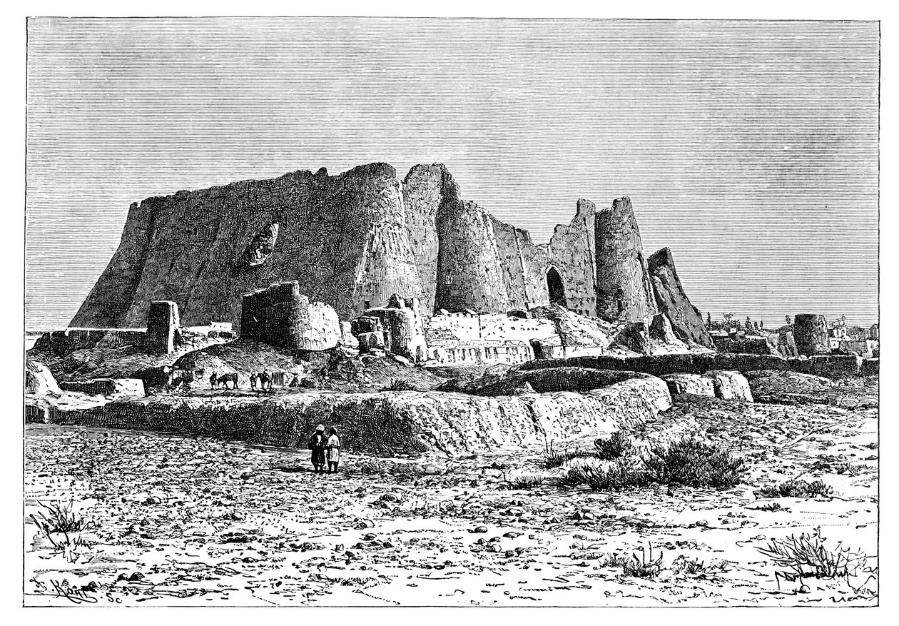 La fortezza in rovina di Veramin, Persia Iran, 1895 da Armand Kohl