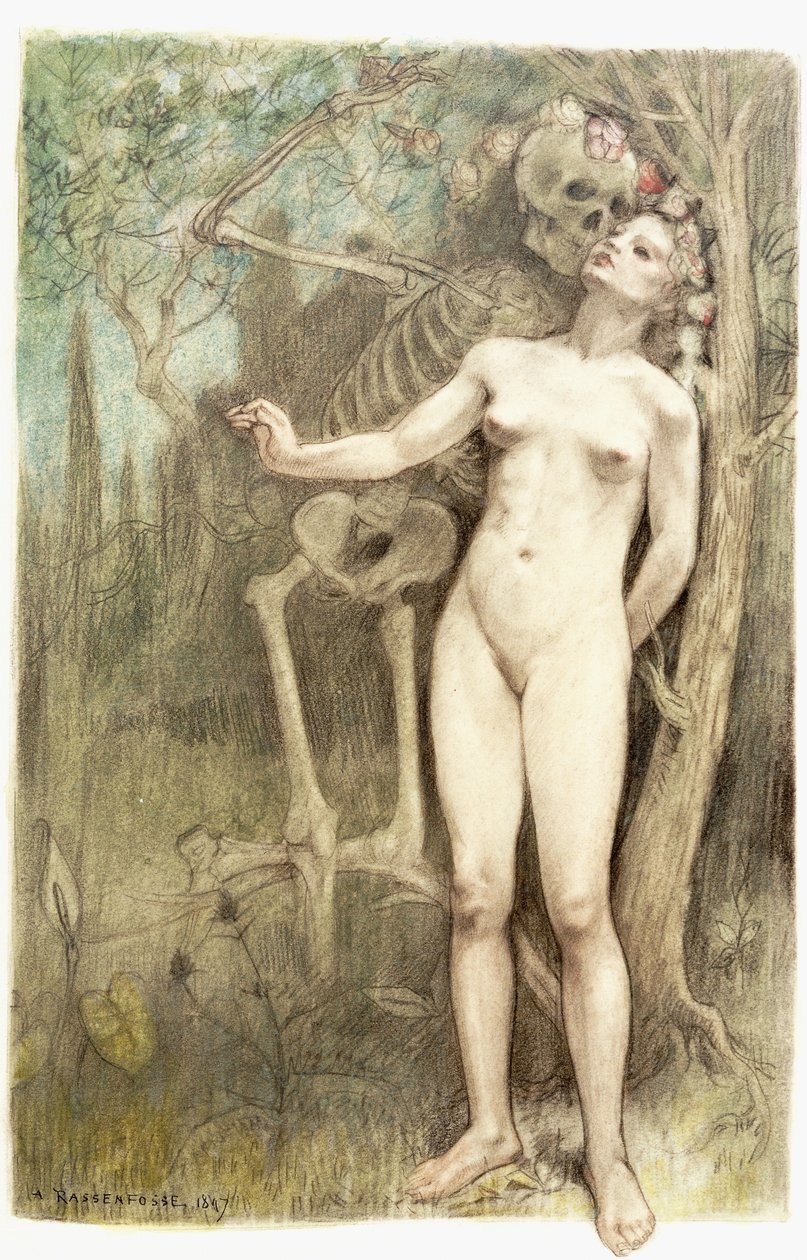 Nudo femminile con la Morte come scheletro da Armand Rassenfosse